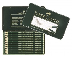 Faber-Castell 119064 Set 12 matite grafite Castell 9000 nero, grad. assortite, esagonalei, sistema sv anti rottura