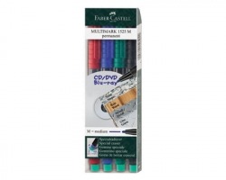 Faber-Castell 152504 Marcatori universali permanenti, tratto medio 1mm, colori assortiti - conf. 4pz