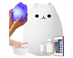 Lampada da comodino a forma di gatto - LED multicolore RGB