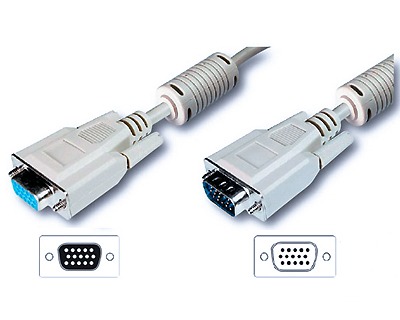 Cavo monitor prolunga VGA maschio-femmina, doppia schermatura con filtro  ferrite antidisturbo, mt. 15 - OFBA srl