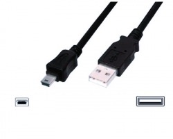 Cavo USB 2.0 A - MINI B 1 metro, nero, schermato