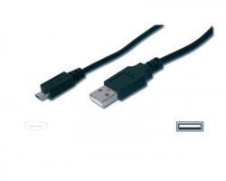 Cavo USB 2.0 A - MICRO B 1.8mt, nero, schermato