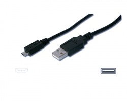 Cavo USB 2.0 A - MICRO B 3mt, nero, schermato