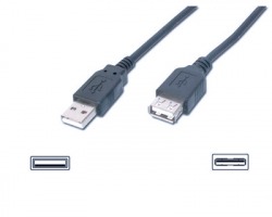 Prolunga USB 2.0 A maschio - femmina, 5mt, nero, schermato