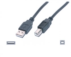 Cavo USB 2.0 A - B 1.8mt, nero, schermato