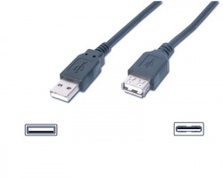 Prolunga USB 2.0 A maschio - femmina, 1.8mt, nero, schermato