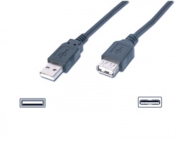 Prolunga USB 2.0 A maschio - femmina, 3mt, nero, schermato