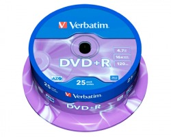 Verbatim 43500 DVD+R 43500, 4.7GB, 120 minuti, spindle da 25 DVD