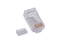 Connettore Plug RJ45 8 poli UTP Cat.6 non schermato con inseritore per cavo di rete flessibile, confezione 100 pz