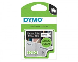 Dymo S0718060 Nastro poliestere D1 nero su bianco 12mm. x 5.5mt.