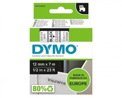 Dymo S0720500 Nastro poliestere D1 nero su trasparente 12mm. x 7mt.