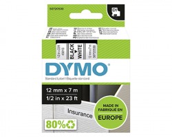 Dymo S0720530 Nastro poliestere D1 nero su bianco 12mm. x 7mt.