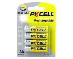 PKcell Pile AA NI-MH 2600mAh Stilo Ricaricabili 1.2V blister da 4pz