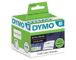 Dymo S0722430 - 220 Etichette per labelwriter 54mm x 101mm BK/WH 1pz