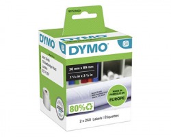 Dymo S0722400 - 260 Etichette per labelwriter 89mm x 36mm BK/WH 1pz