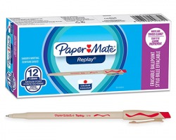 Papermate S0190804 Replay rossa- penna a sfera stick canc, 1mm, 12 pz