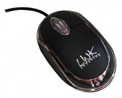 Link Mini Mouse USB nero con sensore ottico e scroll 3 tasti, con illuminzione rossa a sensore