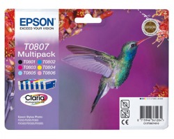 Epson T0807 Multipack inkjet nero ciano magenta giallo ciano-chiaro magenta-chiaro originale (C13T08074020)