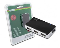 Hub USB 2.0 con 4 porte A/F in alluminio con alimentatore esterno