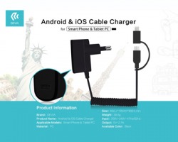 Devia Android & iOS Cable charger e presa USB 2.1 Ampere - Colore nero