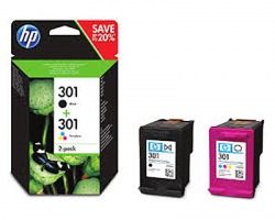 HP N9J72AE Pack inkjet nero + 3 colori originale (301)