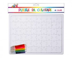 Kit puzzle bianco + colori a pennarello - misure: 28x21cm