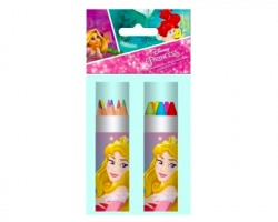 Disney Principesse colori in tubo, 6 matite colorate + 6 pastelli a cera