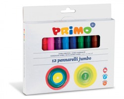 Primo 603JUMBO12 Pennarelli Jumbo in scatola di cartone, 12 colori.