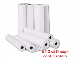 Roto D61P18 Rotolo in carta cellulosa opaca per plotter 61cm x 50m, 80gr