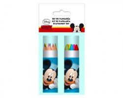 Disney Topolino colori in tubo, 6 matite colorate + 6 pastelli a cera