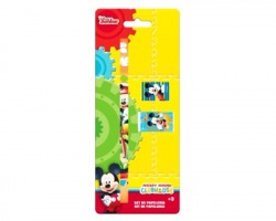 Disney Topolino Kit accessori scuola 1x3, matita + gomma + temperino