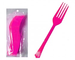 Forchette in plastica 19cm, colore rosa - conf. 10pz