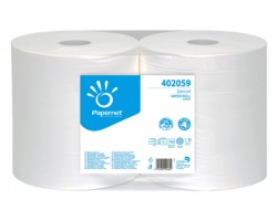 Papernet 402059 Bobina puliunto in pura cellulosa a 2 veli microgoffrata, 760 strappi - confezione 2pz