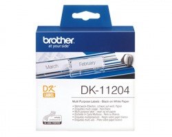 Brother DK11204 - 400 etichette adesive 17mm x 54mm BK/WH 1pz