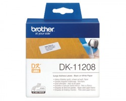 Brother DK11208 - 400 etichette adesive 38mm x 90mm BK/WH 1pz