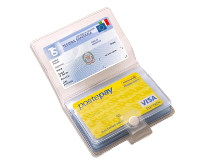 Porta tessere in PVC da 24 tasche, chiusura a bottone 16.5x10cm - 20pz -  OFBA srl