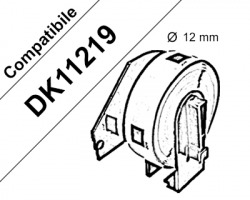 Brother DK11219 - 1200 Etichette adesive circolari compatibili ø 12mm BK/WH 1pz