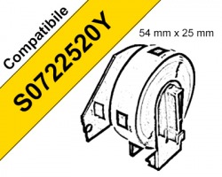 Dymo S0722520Y - 500 etichette adesive compatibili 54mm x 25mm BK/YE 1pz