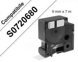 Dymo S0720680 Nastro compatibile in poliestere D1 nero su bianco 9mm x 7m