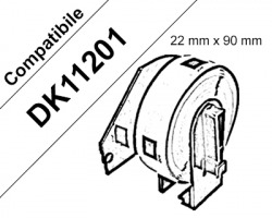 Brother DK11201 - 400 etichette adesive compatibili 29mm x 90mm BK/WH 1pz