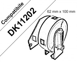 Brother DK11202 - 300 Etichette adesive compatibili 62mm x 100mm BK/WH 1pz