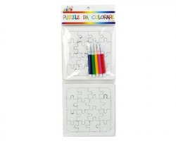 Kit puzzle da colorare + colori a pennarello 13 x 13cm - confezione 2pz