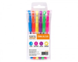 Scatto 773 Penna gel con punta da 0.8mm - colori fluo assortiti - blister da 6pz