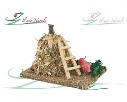 Pagliaio con scala per presepe, misure 8cm x 5cm