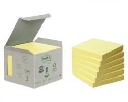 3M Post-It 654-1B Notes riciclati giallo 76 x 76mm 100ff - 6pz