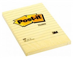 3M Post-It 660 Notes large giallo canary a righe 102 x 152mm 100ff - 6pz