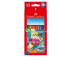 Faber-Castell 114413 Astuccio con 12 matite colorate acquerellabili, lavabili + 1 pennello in omaggio - 1conf.