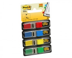 3M Post-It 683-4 Index mini con dispenser in 4 colori 11.9 x 43.1mm 140ff- conf. 6pz