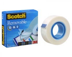 3M-Scotch 811-1933 Nastro adesivo invisibile rimovibile, 19mm x 33m - conf. 12 rotoli