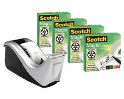 3M-Scotch C60-ST4 Dispenser silver + 4 rotoli scotch magic 810 19mm x 33m